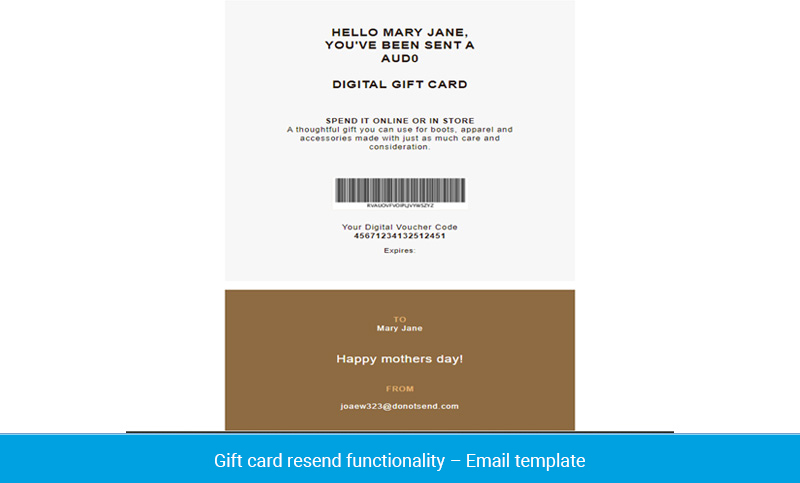 Gift card resend functionality – Email template
